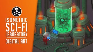 ISOMETRIC SCI-FI LAB in Photoshop! Digital Drawing Process ● SephirothArt