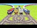 Impossible double looping circle  railroad tracks vs trains crossing  trains simulator  trainsfun