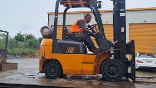 Forklift Loading on a rainy day