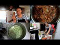 VLOG Cooking white okro with peppered meat for dinner