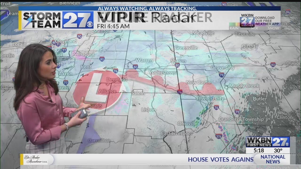 Slick morning commute with snow showers - YouTube