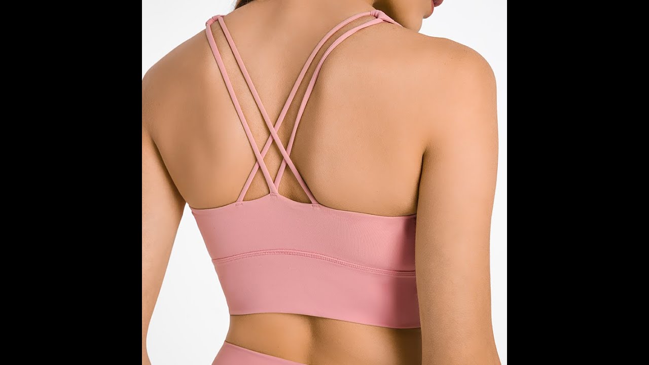 DW004 MAYLIFY Strappy Sports Bras-Criss Cross Back Workout Padded Wireless Yoga Bra