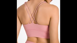 DW004 MAYLIFY Strappy Sports Bras-Criss Cross Back Workout Padded Wireless Yoga Bra