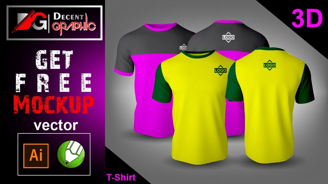 Download Free 3D T-Shirt Editable Mockup Design in Adobe Illustrator & CorelDraw - YouTube