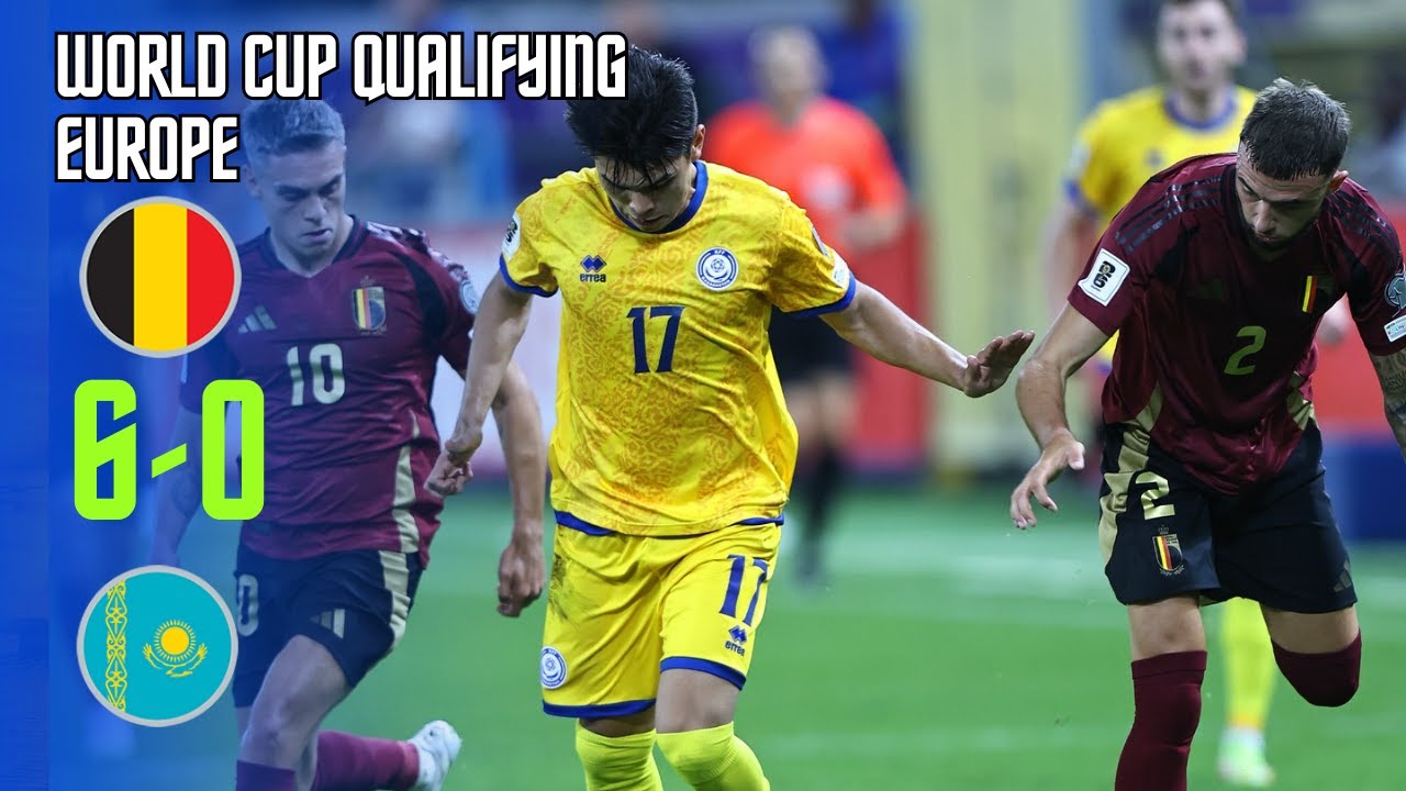 Belgium Kazakhstan football match in the stadium