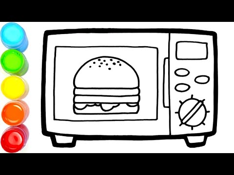 glitter-oven-and-burger-drawing-and-coloring-page-for-kids-toddlers
