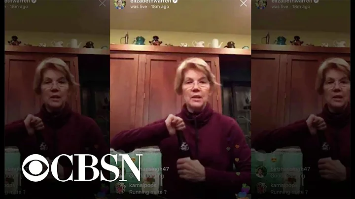 Elizabeth Warren drinking a beer on Instagram Live...