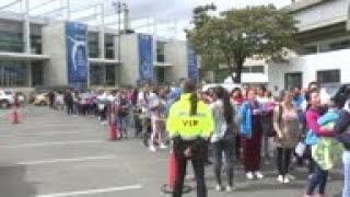 Thousands of mothers breast feed in Bogota event.