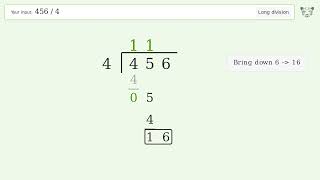 456/4 Long Division — Step-by-Step | Tiger Algebra Solver
