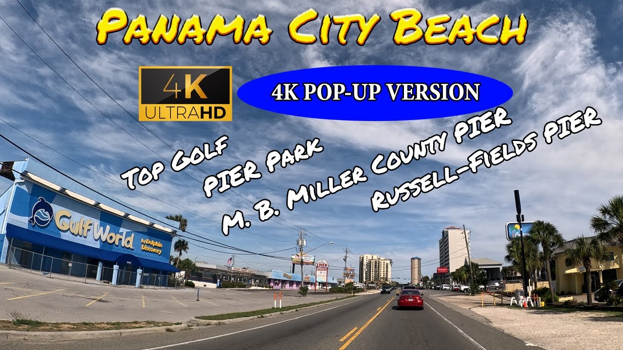 [4K Pop-Up Tour] PCB from Topgolf to County Pier with Pop-Up Facts, History, Beach Views, and Music