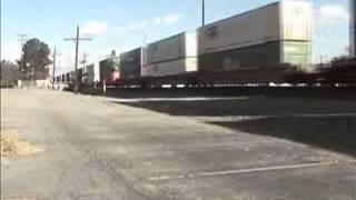 EB UPRR Auto Rack Intermodal Train Rolls Thru Ontario CA