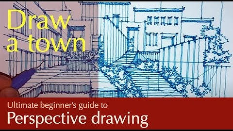Draw a town 03 : Buildings, curve ramps, steps and streetscape in multi point perspective #shorts