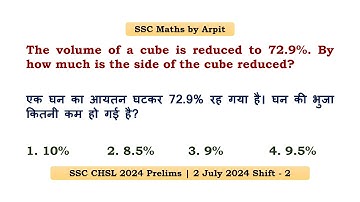 The volume of a cube is reduced to 72.9%. By how much is the side of the cube reduced?