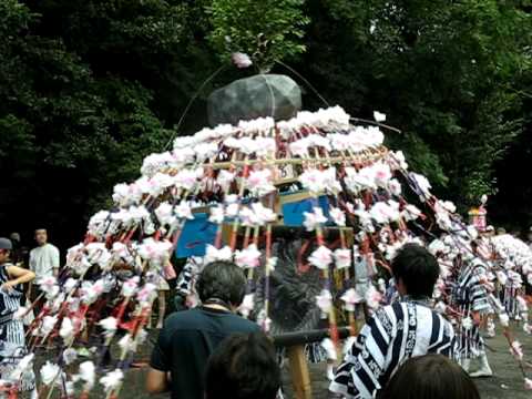 谷保天満宮祭り　万灯行列　名人と子供