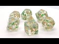 Particles - Metallic Green w/ Gold - Old School 7 Piece DnD RPG Dice Set