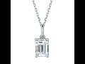 O90D  Classic Rectangle 1ct Moissanite White Gold Plated 925 Sterling Silver Moisanite Necklace