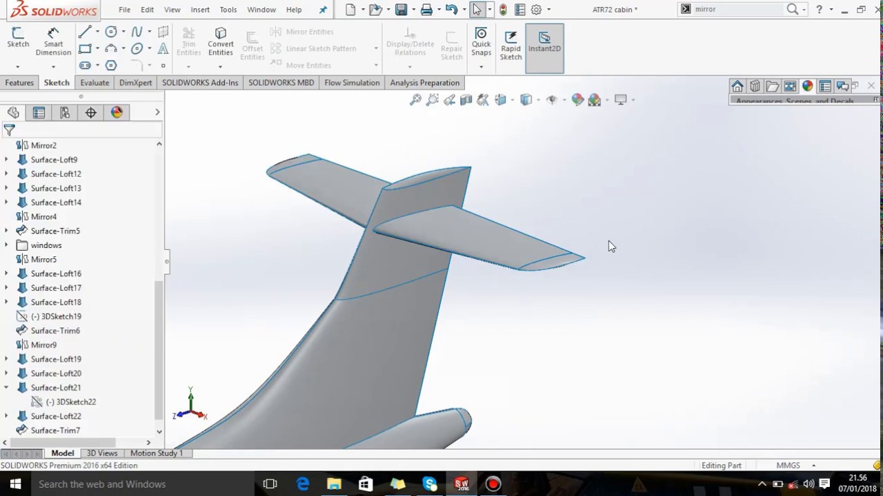 How To Design Horizontal Stabilizer ATR72 With SolidWorks Software 2016