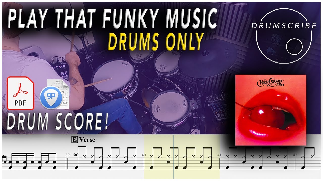 Play That Funky Music (DRUMS ONLY) Wild Cherry DRUM SCORE Sheet Music PlayAlong