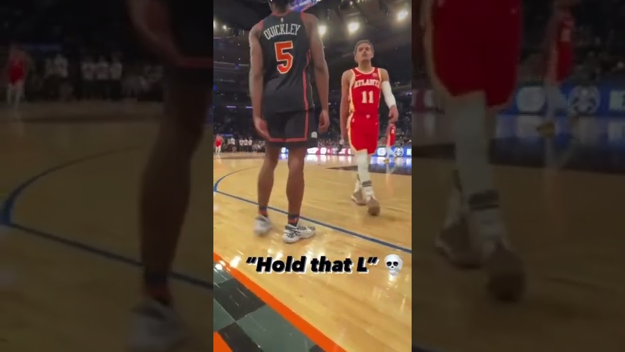 Trae Young has funny interaction with Knicks fan courtside