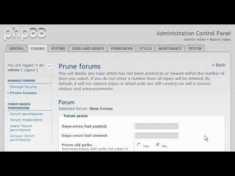 PHPBB3 - How to prune forums in phpBB