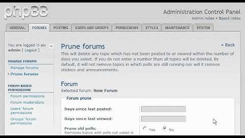 PHPBB3 - How to prune forums in phpBB