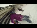 Snowboarder gets hit by a chairlift while selfie stick filming
