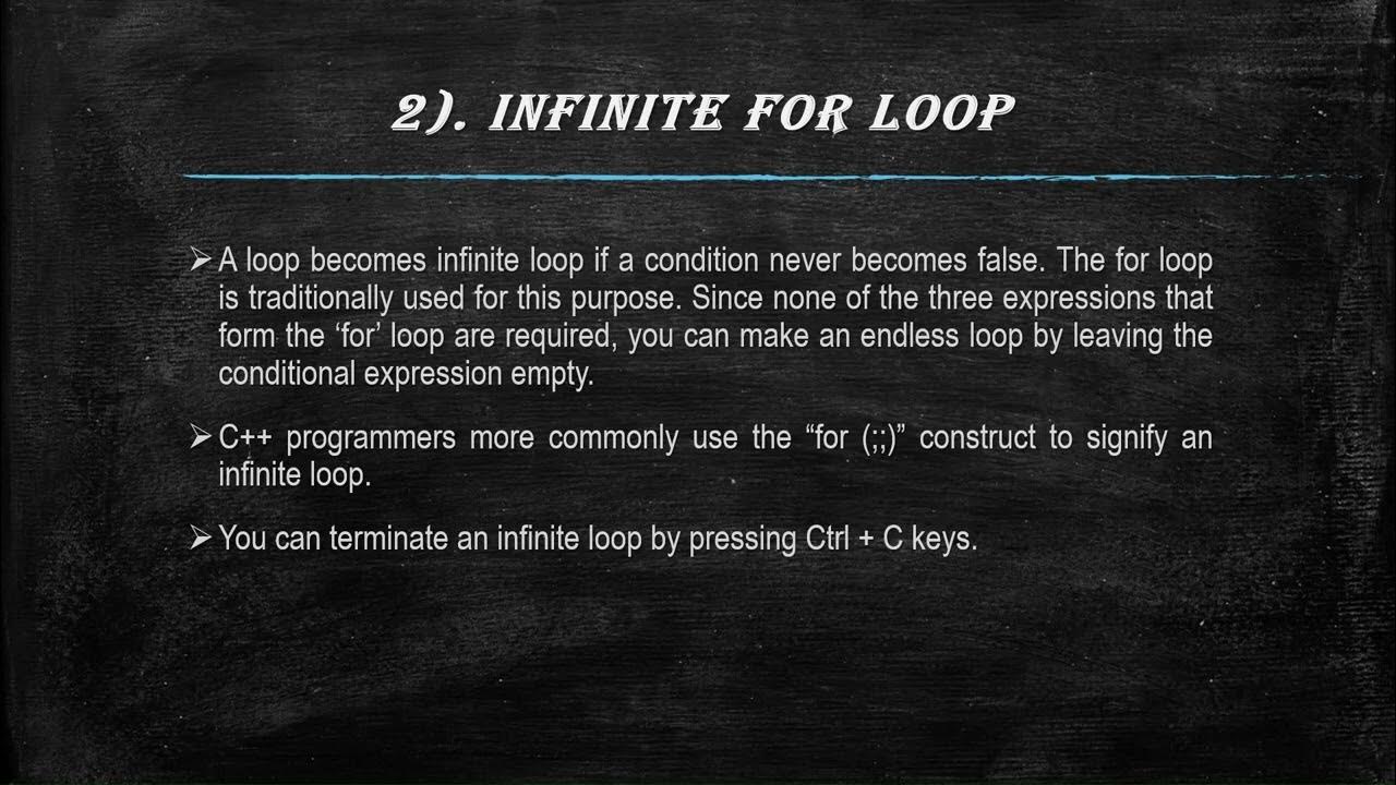 Type of for loops in c++ || Explain and Example of infinite for loop in ...