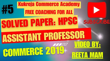 Solved Paper HPSC Assistant Professor Commerce College Cadre 2019 Part 5