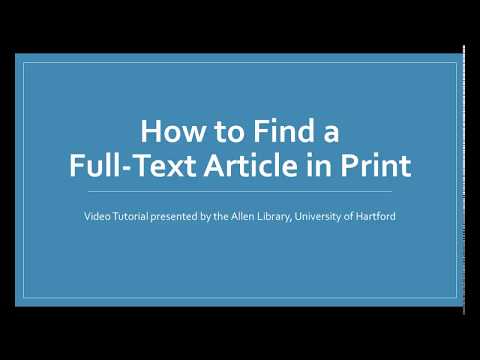 How to Find a Full-Text Article in Print