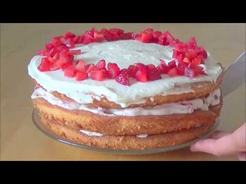 Cara Membuat Strawberry Cake Dengan Cream/Strawberry Cream Cake Recipe/