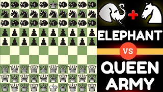 Horde of Elephants vs Colossal Queen Army Battle Over 10X10 Chess Board