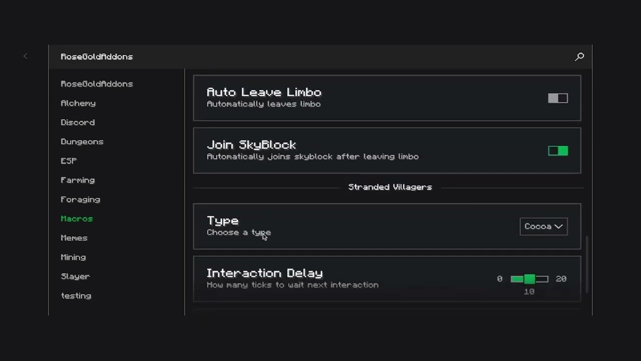 RoseGoldAddons- Hypixel Skyblock Macro | Crop nuker showcase