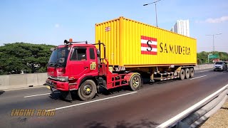 Truck Spotting Traffic sound!! Very busy street wth large vehicles - trailer container cargo tanki