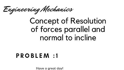 Resolution of forces along and normal to incline. concept and Problem :1