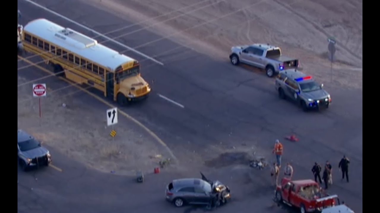 Students suffer minor injuries during school bus crash on SR-347 - YouTube