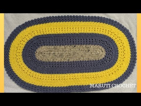 Oval shaped Crochet Rug/Mat/Carpet step by step crochet English Tutorial