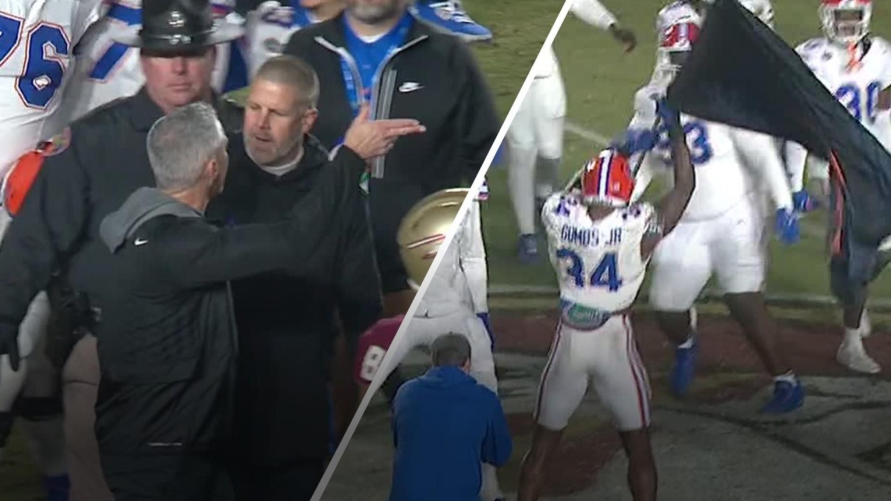 WATCH: Florida and Florida State gets HEATED after Gators plant their flag in the field | ESPN CFB