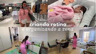 Rotina de dona de casa com bebê recém nascido | Como organizo itens da bebê | Passeando no shopping!