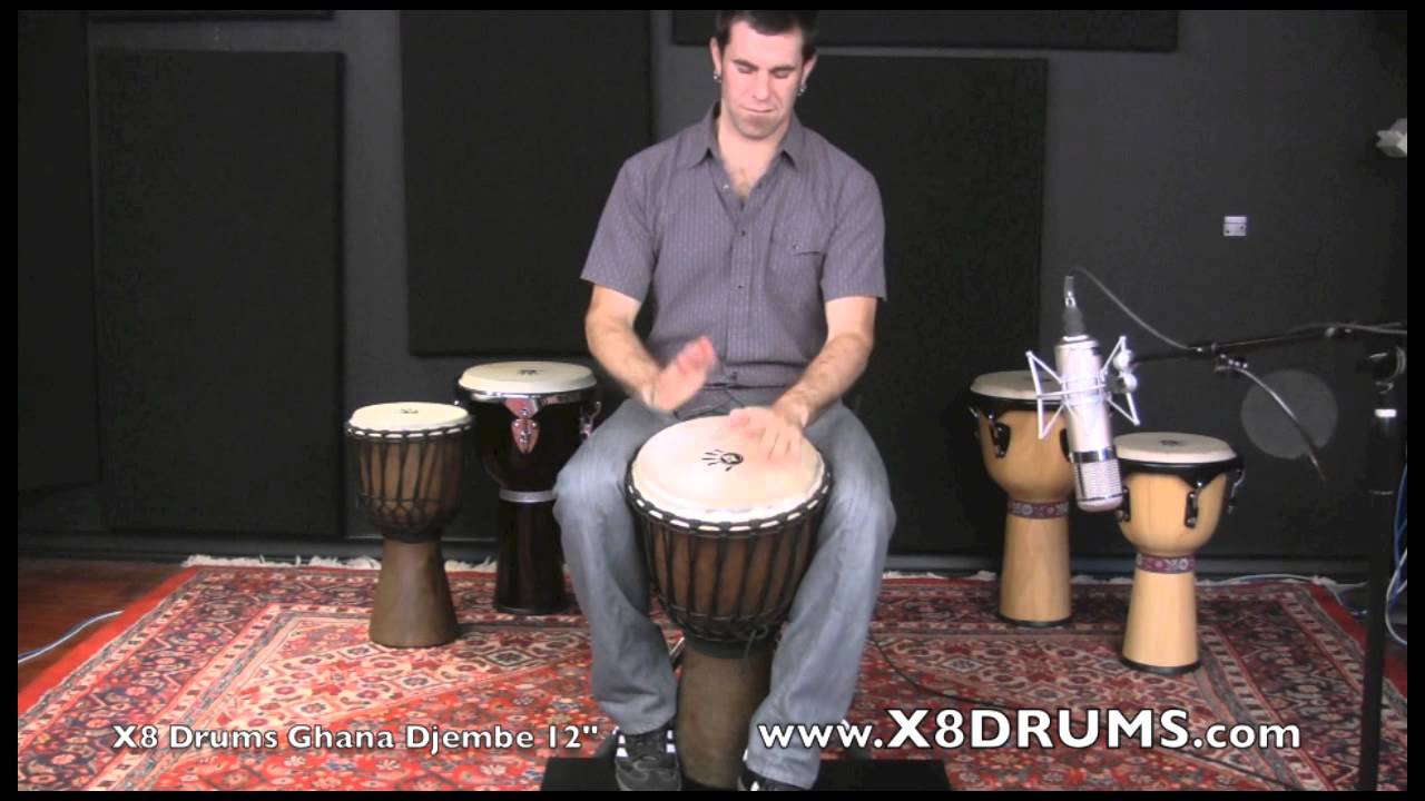 X8 Drums West Africa Ghana Djembe Drum, Adult Size 