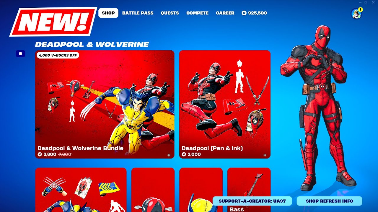 NEW Deadpool & Wolverine Skin BUNDLES Item Shop Fortnite! YouTube