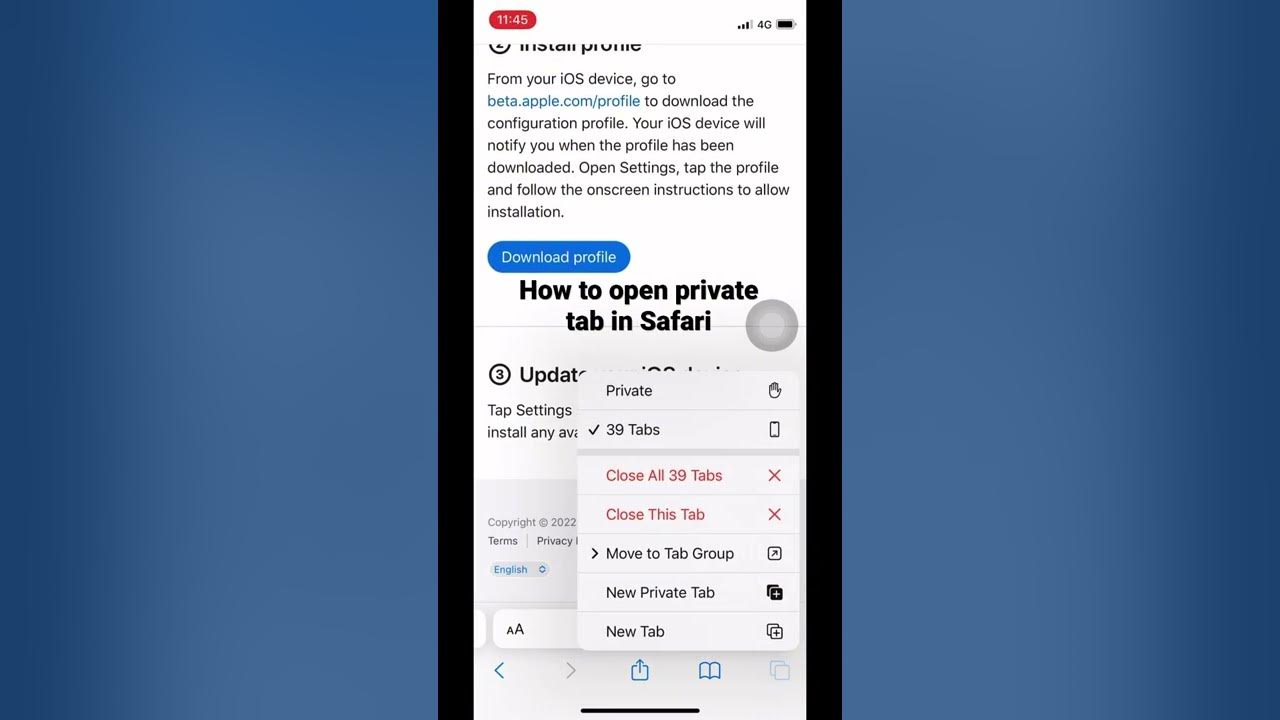 How to open private tab on safari long press the recent tab option then click private tab 