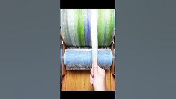 Carding a Green, Blue, Yellow & Gray Fiber Batt ⚡ | Electric Drum Carder #yarnlove  #fiberart