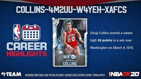 Nba 2K20 Myteam *Career highlights lockercode* (COLLINS-4M2UU-W4YEH-XAFCS) + Hidden Lockercode