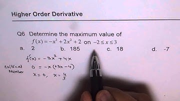 Absolute Maximum Value Using Derivative Test MCV4U