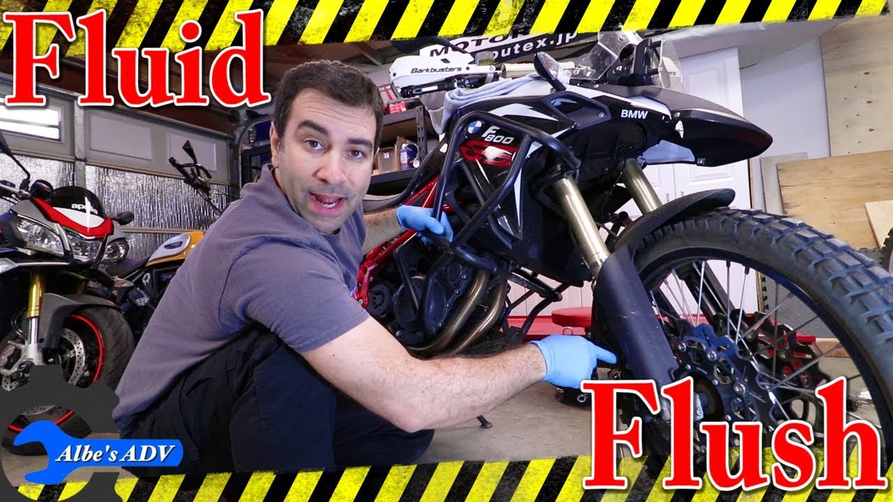 BMW F800GS front brake fluid flush - YouTube