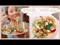 COOK WITH ME | Goat cheese linguine with salad + homemade croutons! ✨