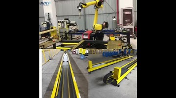 Our designed and produced a 800KG payload linear rail is debugging with Fanuc welding robot