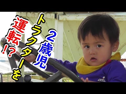 [２歳児]とおくんトラクターに乗った！！農機具大好き息子がじぃじに催促して乗せてもっらた(笑)