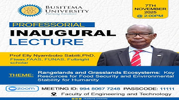 PROFESSORIAL INAUGURAL LECTURE OF PROF ELLY NYAMBOBO SABIITI