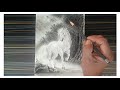 Landscape pencil painting of a white horse easy.
